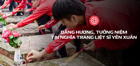 Học viên Thể Công - Viettel FC và CBNV Viettel Sports thăm viếng Nghĩa trang liệt sĩ xã Yên Xuân