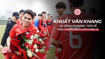 Khuất Văn Khang và Công Phương trở về trong vòng tay đồng đội sau chiến dịch tiến sâu tại U23 Châu Á