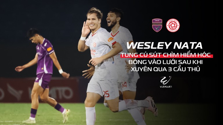 Wesley Nata tung cú sút chìm vượt qua 3 cầu thủ Becamex TP.HCM ấn định chiến thắng 3-1