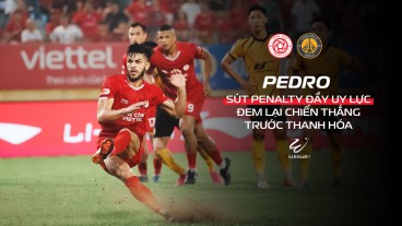 Pedro Henrique ghi bàn từ chấm 11m, ấn định chiến thắng trước Đông Á Thanh Hóa